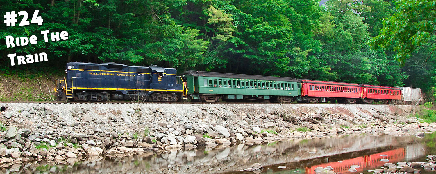 Ride the train along Route 33 in Randolph County, West Virginia